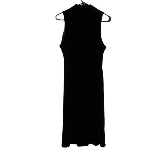 Lauren Ralph Lauren Vintage Black Velvet High Neck Knee Length Dress Size 16 - Picture 5 of 7